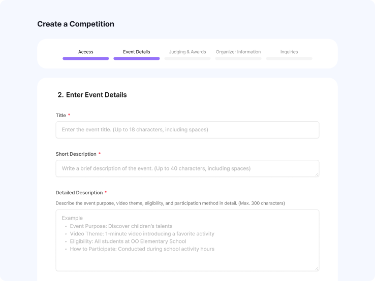 Create your event in just 1 minute